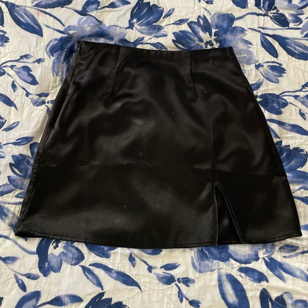 Black satin skirt